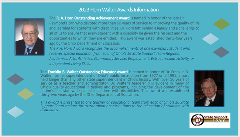 2023 Horn Walter Awards Information